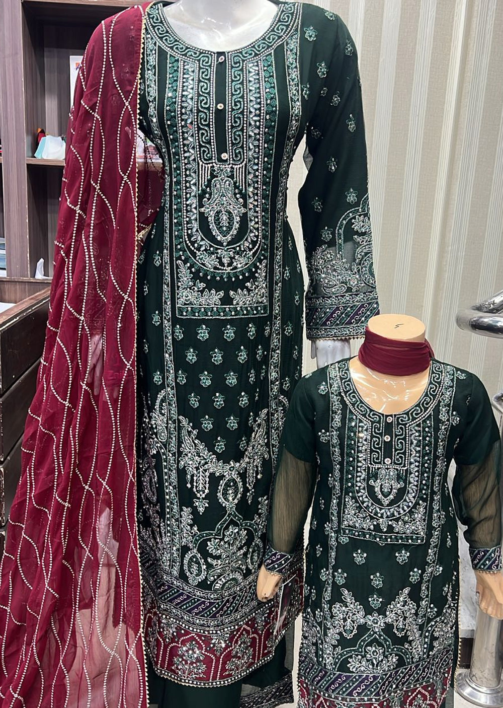 Shazaib Embroidered Chiffon 3-Piece – Mummy & Me Ledies yellow OutfitSHZ06