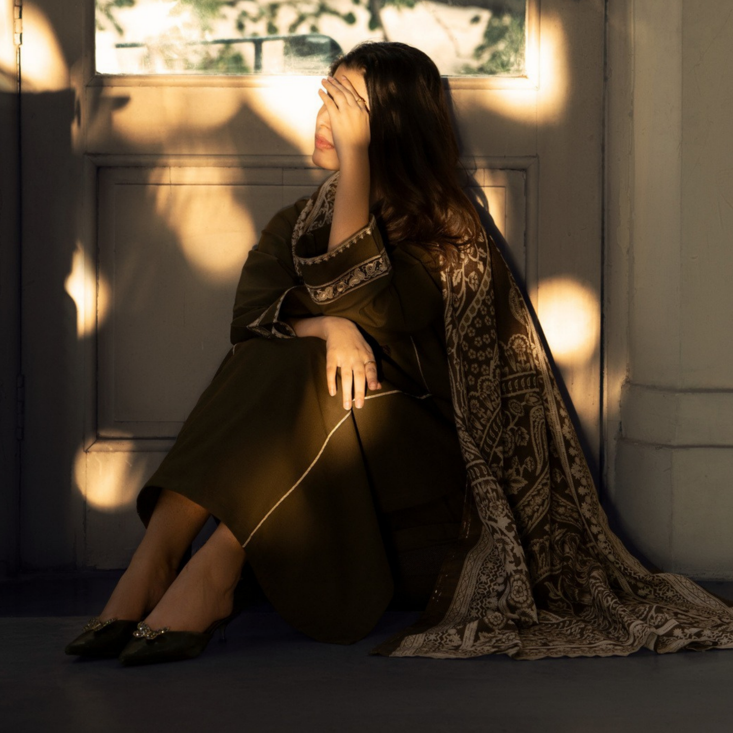 Shadows" Embroidered Khaddar with Wool Shawl Winter Collection by Casuallite ssk05